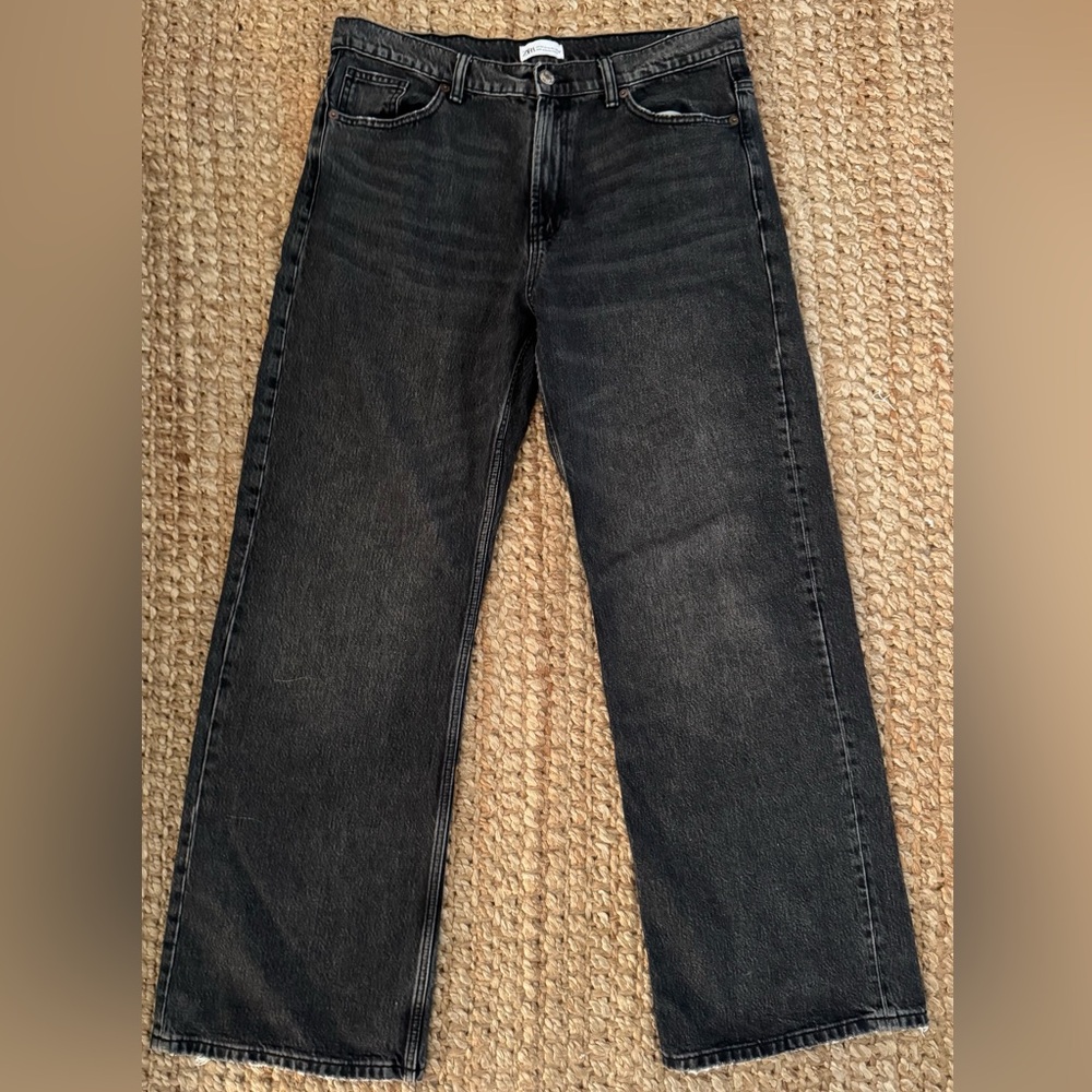 Zara Gray Flare Wide Leg Jeans